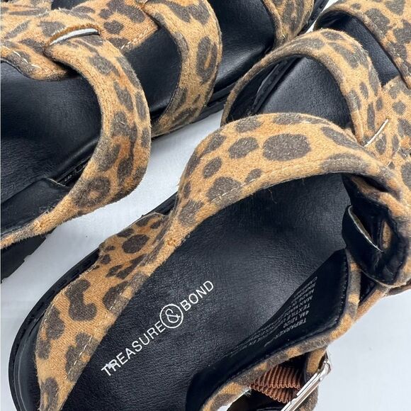Treasure & Bond Shoes Kids' Nwob Gabrielle Strappy Sandal In Tan Leopard Print - Picture 6 of 6